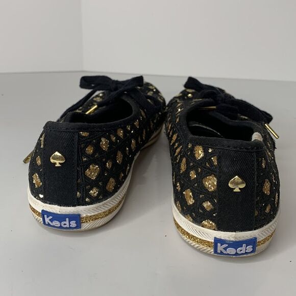 Keds by Kate Spade black woven gold glitter sneakers - Picture 4 of 10